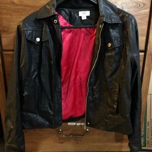 Short tapered leather jacket plus size